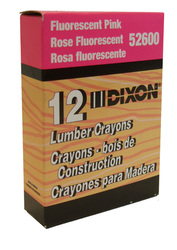 Dixon 52600 Fluorescent Pink Lumber Crayons 12/Box