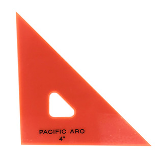 Pacific Arc 4" fluorescent orange 45 drafting triangle